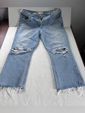 Agolde Jeans Womens Size 32 Riley High Rise Straight Crop 25" Inseam Button Fly